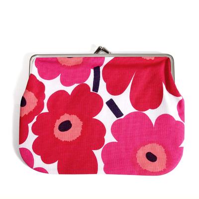 Мини-косметичка Marimekko Unikko с цветочным принтом, скандинавский стиль, горизонтальная 037773-001, Белый/Красный, Кошелек, Белый/Красный, Принт, Милый, Стиль, Косметичка, Кошелек,