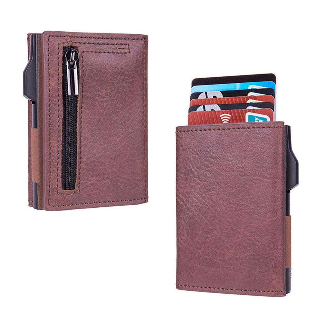 PU RFID Blocking Money Wallet Automatic Pop-up Credit Card Holder Business Purse Gift Cash Pocket for Men Women