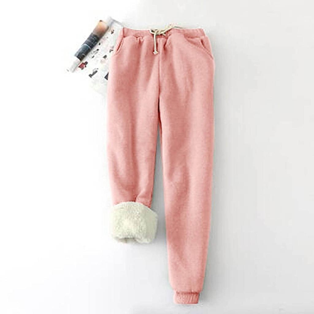 Women's Fashion Solid Color Sports Loose Thickened Thick Fleece Warm Pants