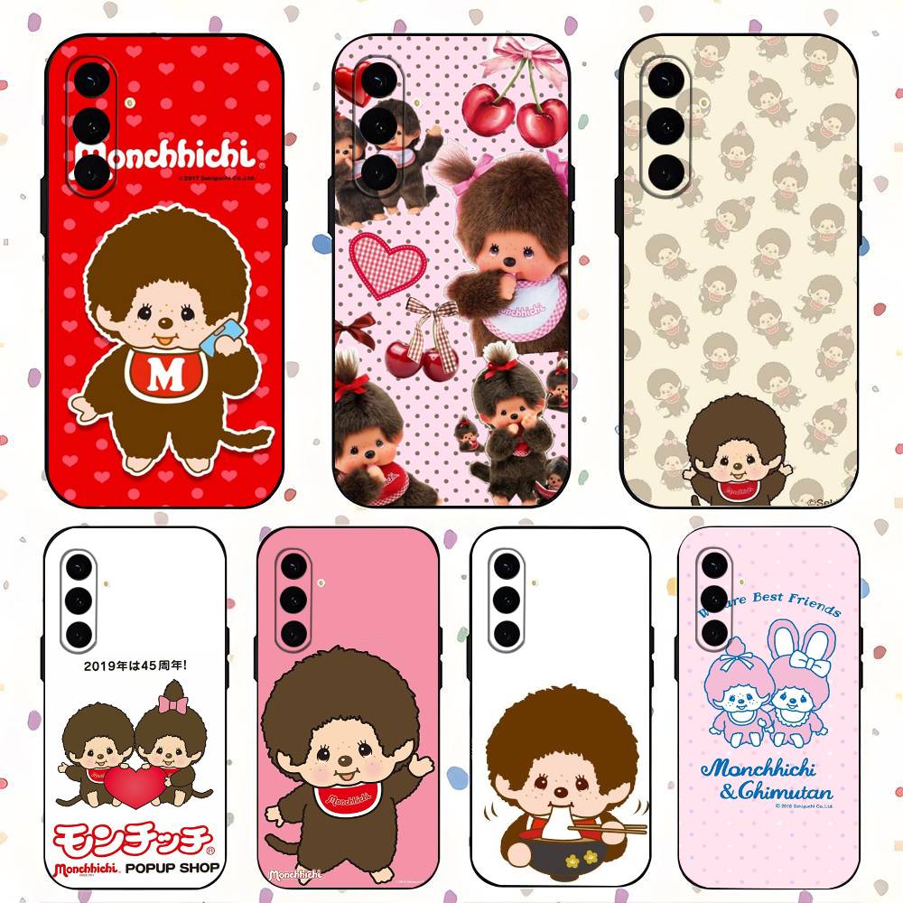Классический Популярный M-MonchhichiS Для Samsung Galaxy S25 S24 S23 Ultra S22 S21 Plus S20 Черный Мягкий Силиконовый Защитный Чехол