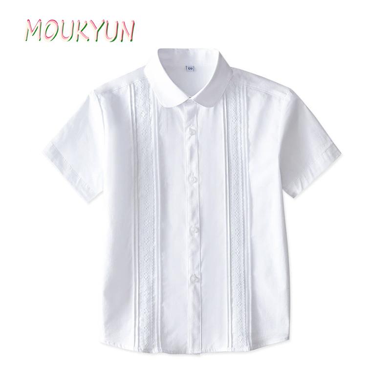 Детская белая футболка 110-160 с коротким рукавом школьная форма футболки для девочек и мальчиков