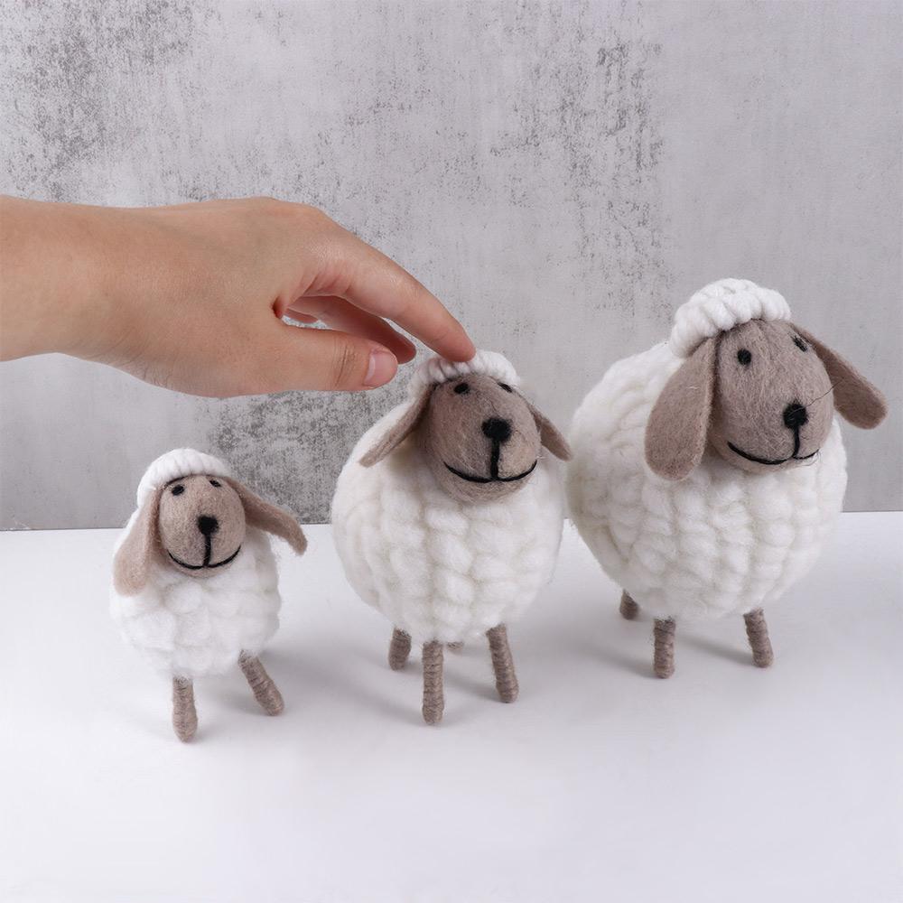 Kid Gift Birthday Wool Felt Sheep Desktop Decor Figurines Mini Table Ornament Home Furnishings