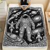 1Pc Space Print Flannel Blanket, High quality Comfortable for All Seasons, Home Decor, Warmth and Comfort, Perfect for Christmas Gifts W159