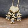 Nidin Luxury Fashion Girls Boys Inlaid Crystal Zircon Pendant Romantic Heart Necklace Exquisite Mother's Day Jewelry Gift
