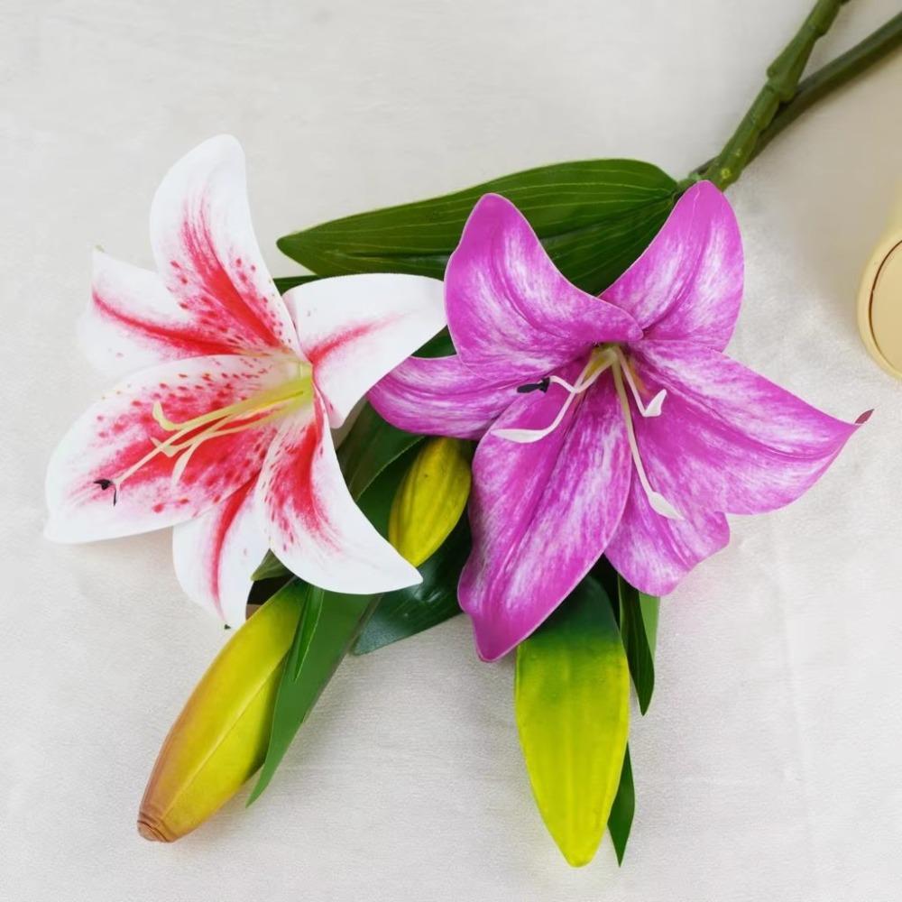 Silk Fake Lily Bouquet 65cm Wedding Bridal Bouquet Artificial Lily Flower  for Home Wedding Decor