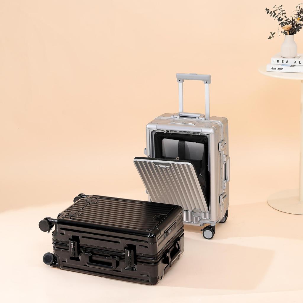 2024 Высокий передний карман с передним верхним карманом с чашкой, отделение для компьютера, тележка-чемодан с USB, алюминиевая рама, бесшумные двойные колеса, 2 ночи и 3 S 40 л