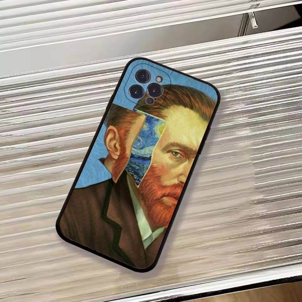 Чехол для телефона Van Gogh A-Art Эстетичный Для iPhone 17, 16,15,14,13,12,11 Plus,Pro Max, Других Мягкий Черный Чехол
