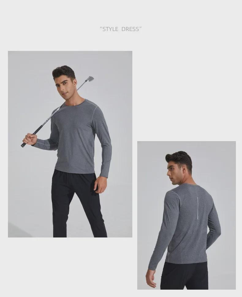 Мужские быстросохнущие топы с длинным рукавом для бега и фитнеса — эластичные и способствующие потоотделению для весны и осени