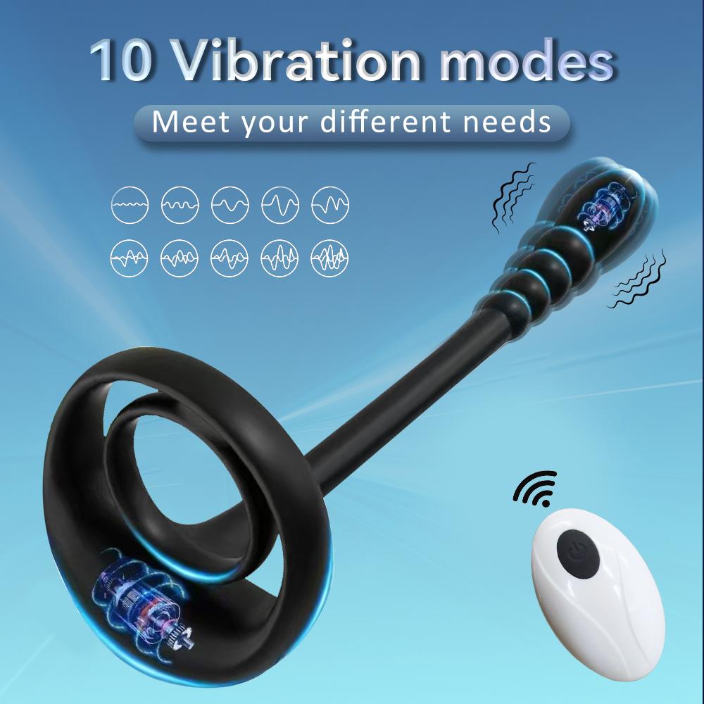 Penis Ring Vibrator Vibrating Cock Ring Remote Control Anal Butt Plug Prostate Massager Male Masturbator Anal Sex Toy for Man
