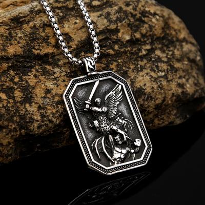Титановая сталь мужская старая ретро-цепочка ангел-хранитель из нержавеющей стали ювелирные изделия панк-тренд кулон