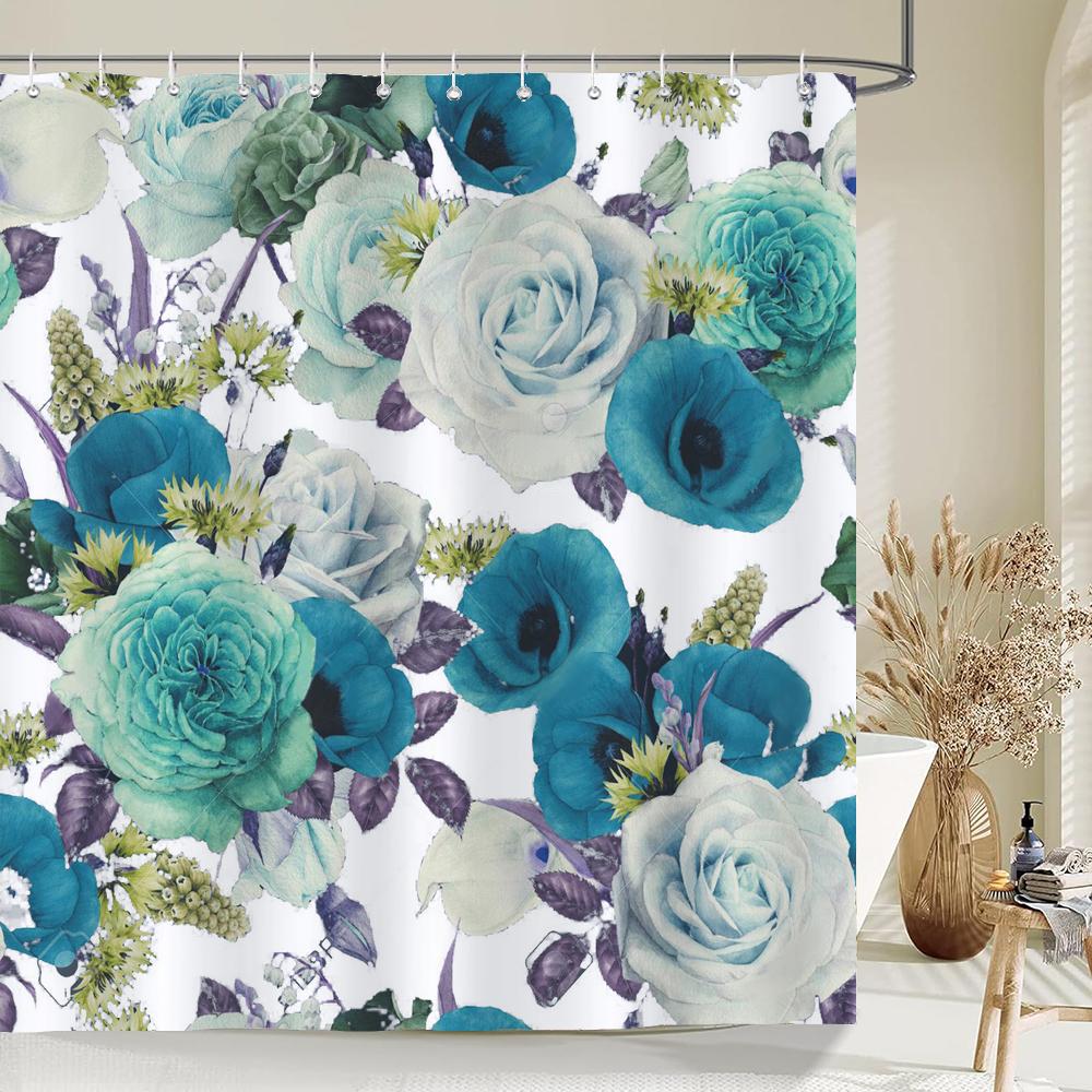 Tulip Flowers Print Shower Curtains Watercolor Boho Floral Waterproof Polyester Bathroom Bathtub Curtain Room Decor With Hooks