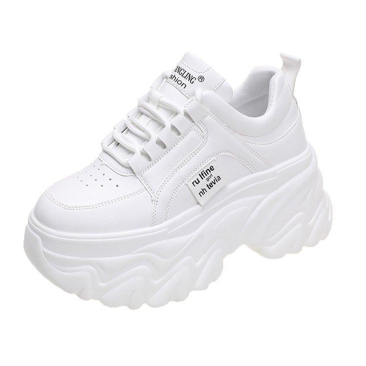 White Black Chunky Sneakers Women Spring Autumn Thick Bottom Dad Shoes Women Fashion PU Leather Platform Sneakers Ladies