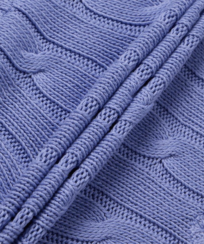 POLO RALPH LAUREN Cable Knit Cotton V-Neck Sweater - Blue