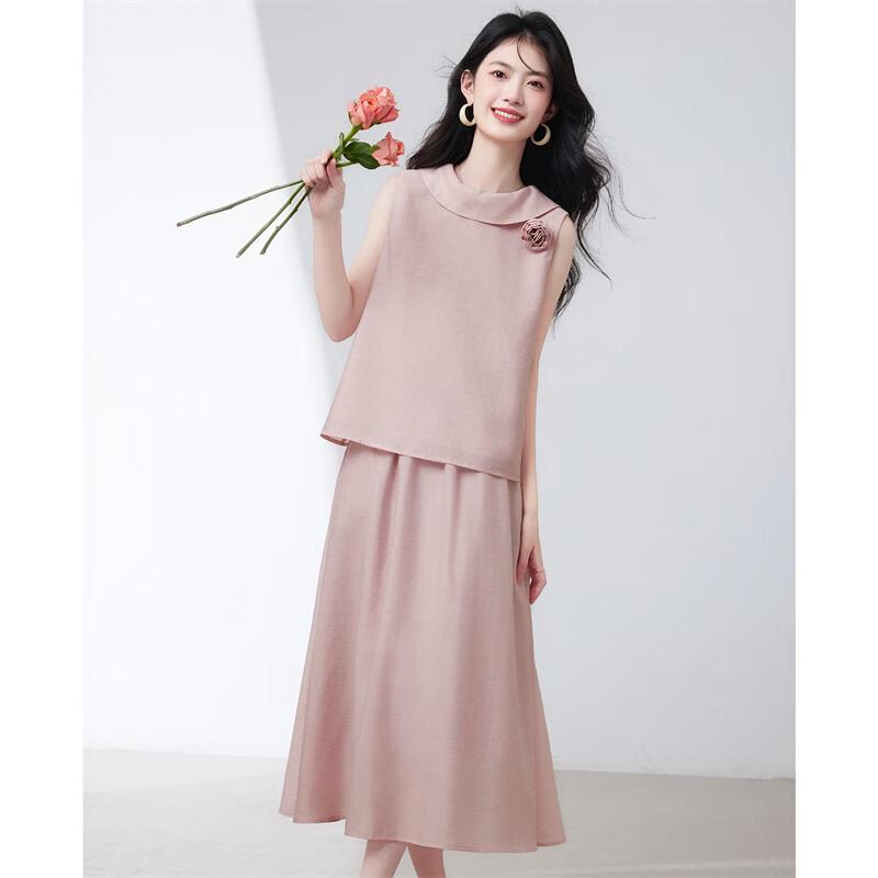 Elegant French Drape Neck Sleeveless Set