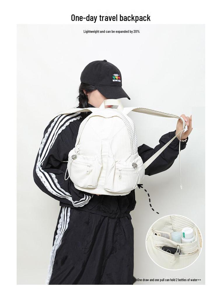 2025 Spring/Summer Women's Lightweight Waterproof Wrinkled Backpack – Small Commuter Travel & School Bag