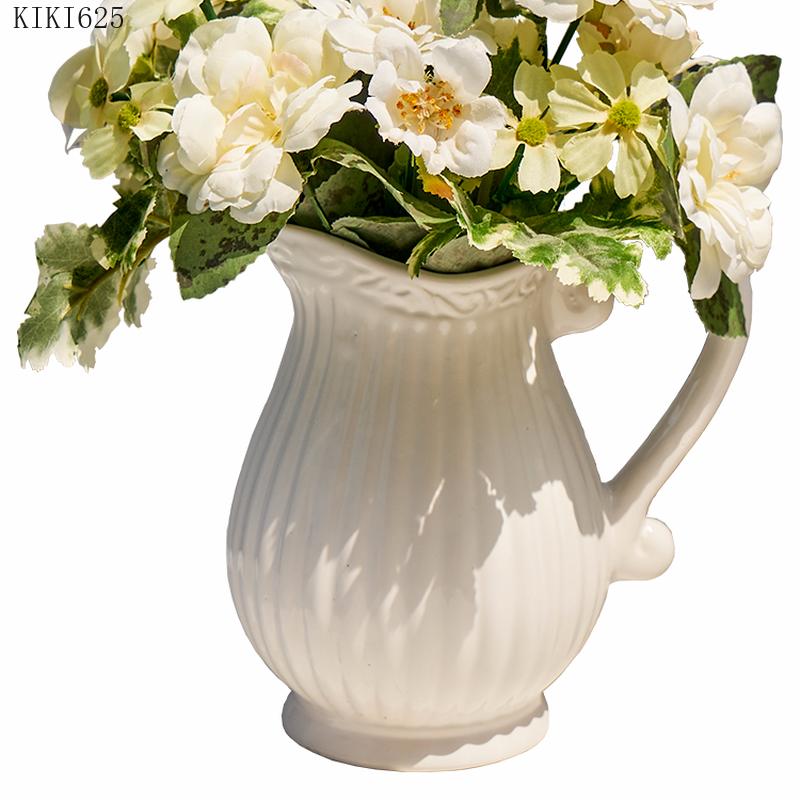 Креативная полосатая белая ваза-чайник, цветочная композиция, настольное украшение, керамический молочник, ваза для цветов, искусство, украшение гостиной