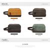 Mens Wax Canvas Toiletry Bag Vintage Handheld Clutch With Leather Wrist Strap Travel Grooming Pouch