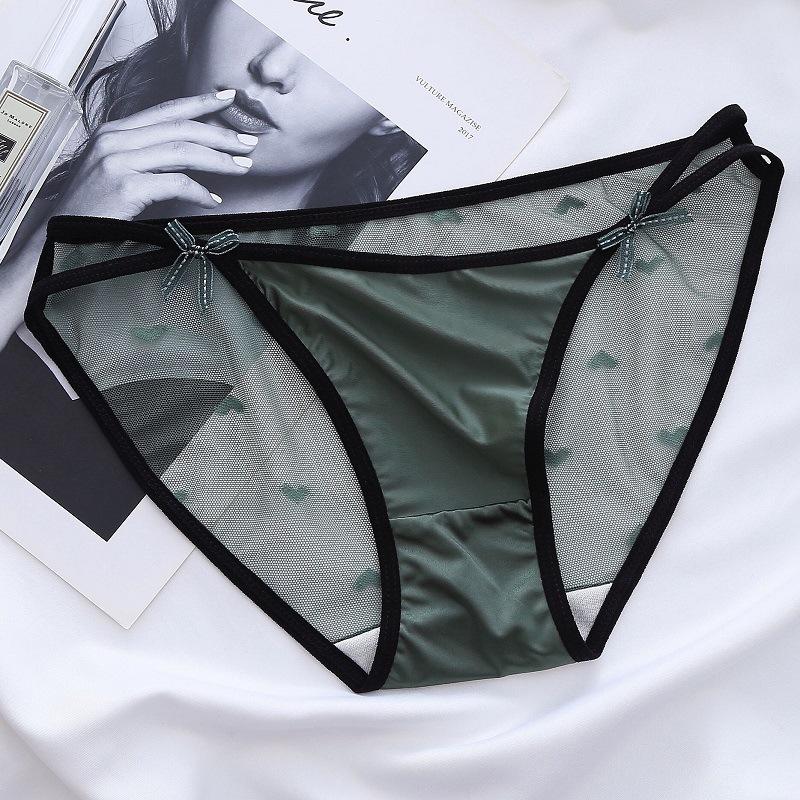 Women Underwear Sexy Mesh Heart Panties Female Seamless Briefs Lingerie Transparent Underpants KL131