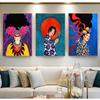 Nordic Poster Retro Abstract Girl Hair Flower Wall Art Oil Painting