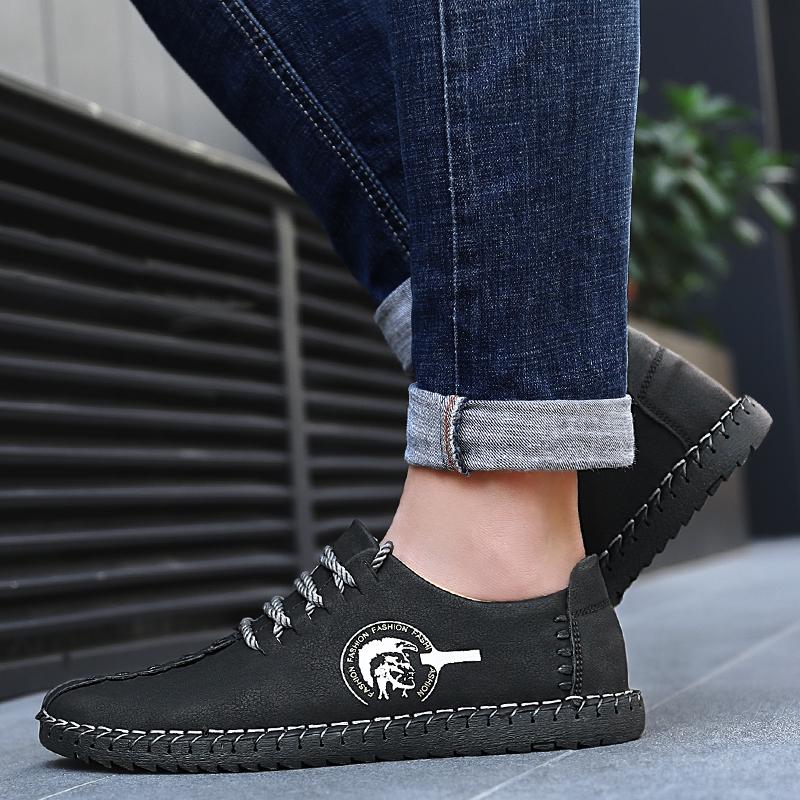 Мужские большие размеры 38-47, резиновая мягкая подошва, нескользящие, износостойкие мокасины ручной работы, обувь для вождения автомобиля