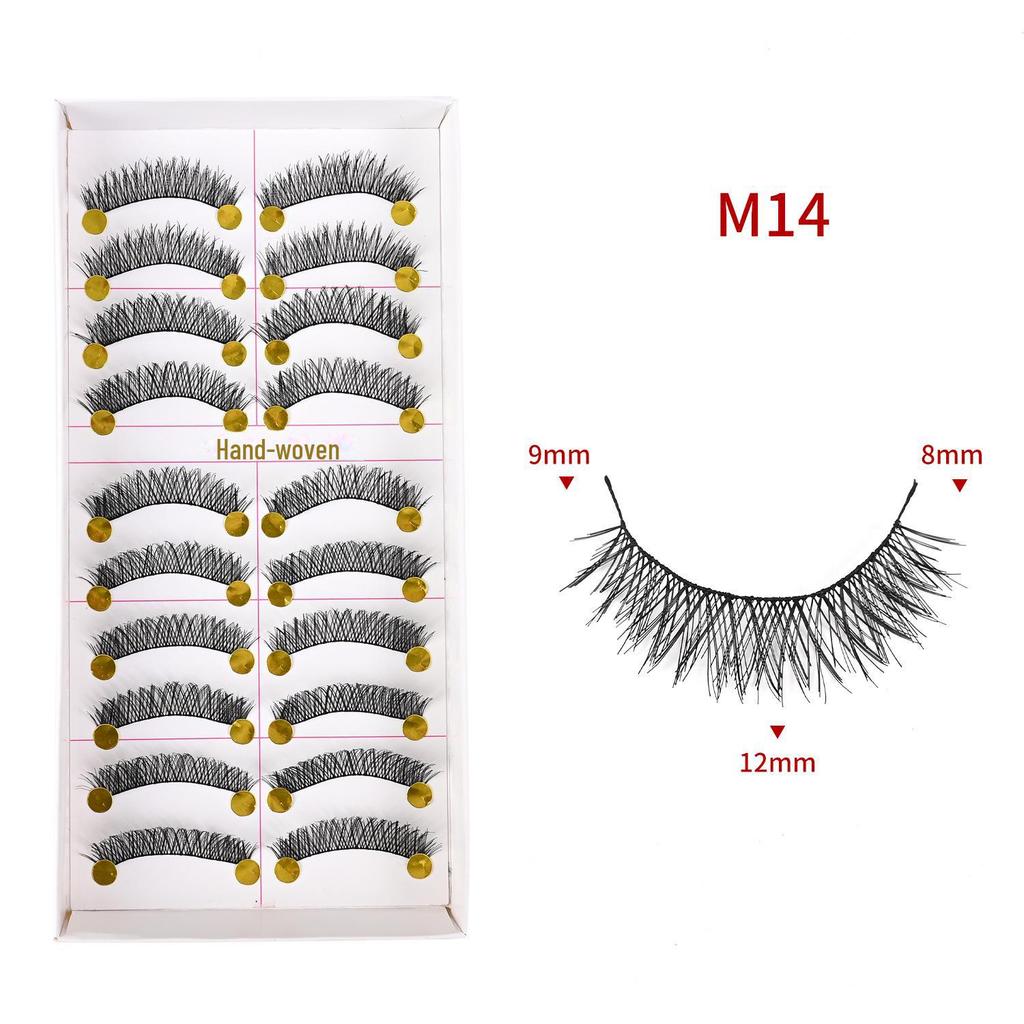 217 накладных ресниц ручной работы - 10 пар, натуральный стиль, перекрестный хлопковый стержень для сценического макияжа