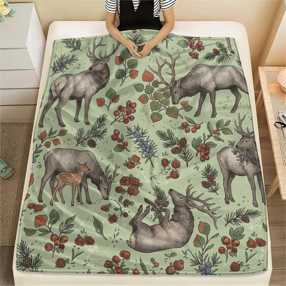Retro Animal Parrot Horse Print Flannel Blanket High quality Comfortable for All Seasons Home Decor Warmth and Comfort Perfect for Christmas Gifts