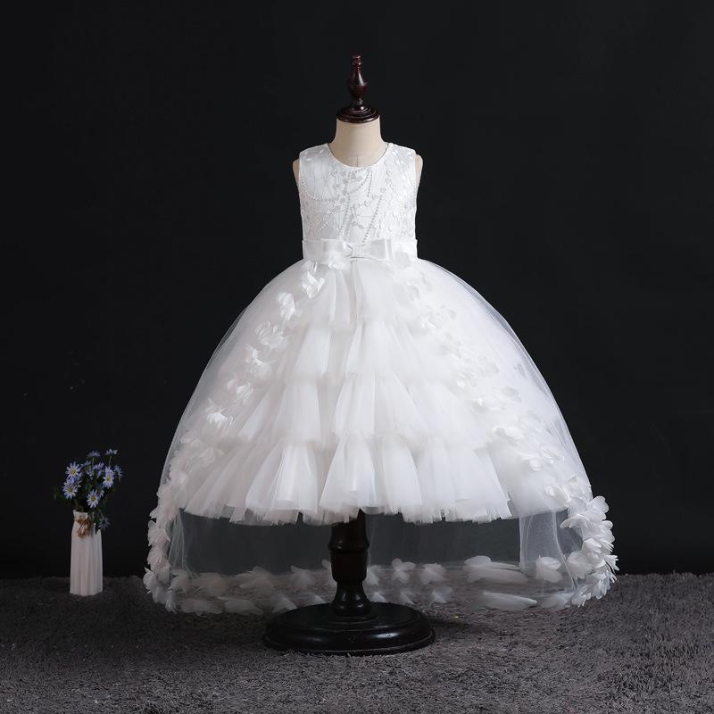 Платье для девочек из пушистой пряжи Cross-Border с бусинами и бантом