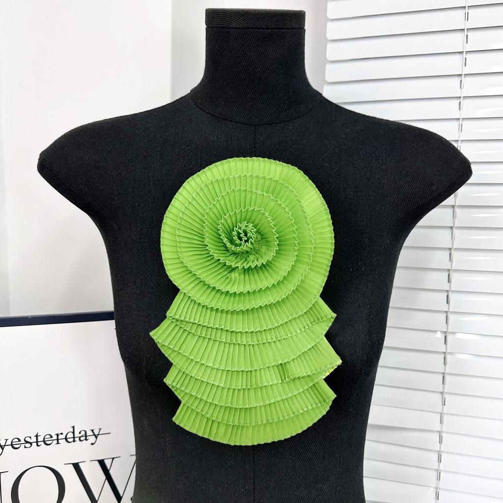 Нежный многоцветный шифоновый цветок многослойная плиссированная тканевая наклейка крафт цветок свадебное платье платье топ декоративные аксессуары