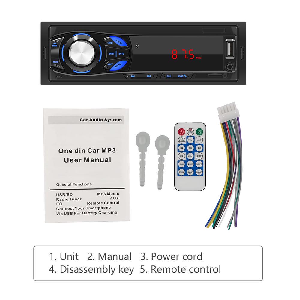 Podofo 12 В 1DIN Встроенная автомобильная магнитола Стерео с дистанционным управлением Цифровая Bluetooth Аудио Музыка Стерео Автомобильная магнитола Mp3-плеер USB/TF/AUX-IN