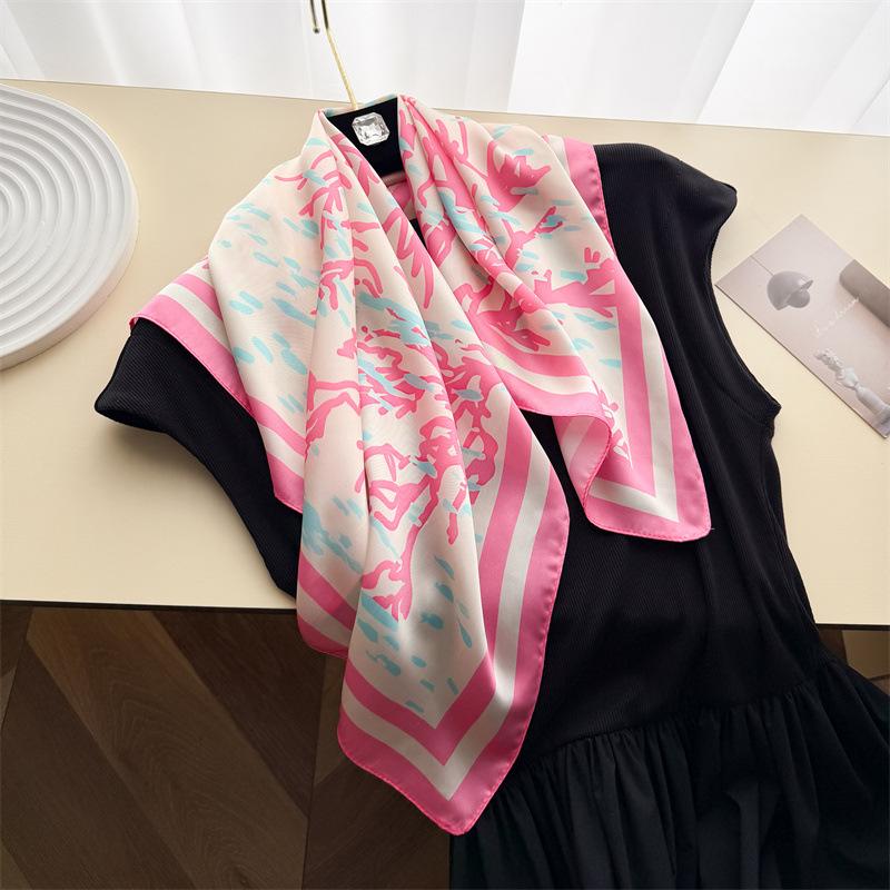 Ocean wind coral simulation silk printing silk scarf small square scarf high-end shawl sunscreen neck scarf headscarf scarf