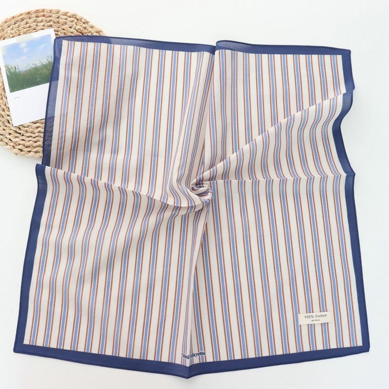 100% Cotton Striped Fresh All-Match Small Square Towel New Fashion Closed Toe Scarf for Square Scarf Women Headband