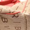Used BVLGARI Logo mania 2WAY Handbag canvas leather Beige Pink Used Women