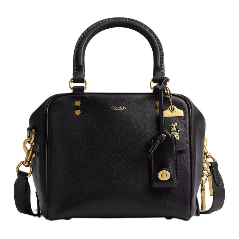 Coach Rogue 20 застежка-молния съемный плечевой ремень кожаная наплечная сумка маленькая женская черная