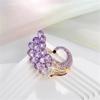 Luxury Classic Purple Peacock Rhinestone Brooches Pins For Women Girls Elegant Animal Crystal Badges Jewelry Accessories Gift