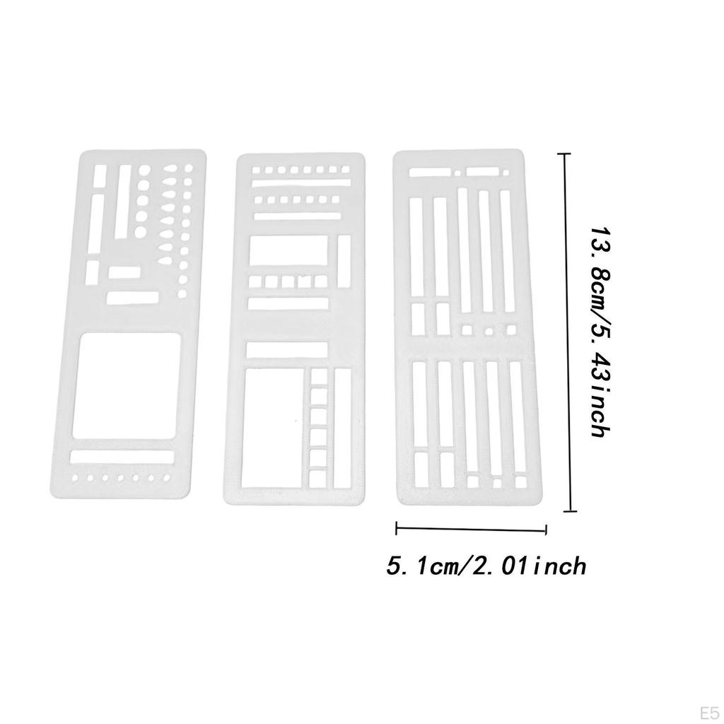 3 Pieces Journal Stencils Handmade Planner Stamps Lists Diary Notebook Painting Crafts DIY Reusable