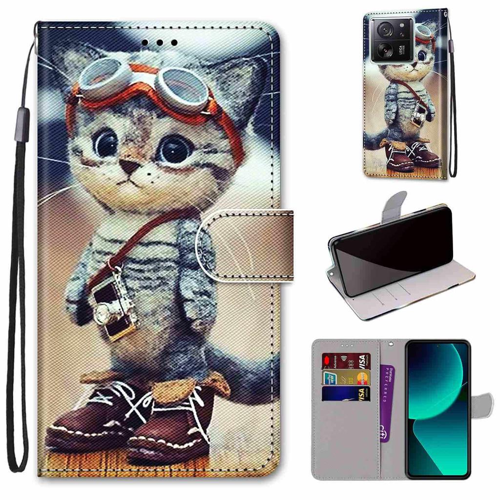 Fashion Painted Pattern Cover Lanyard Flip Leather Case For iPhone Samsung Huawei Honor Xiaomi Redmi OPPO Realme Moto Asus