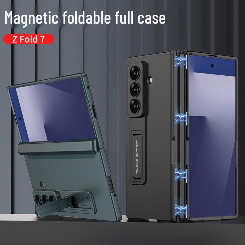 Ультратонкий кожаный чехол для телефона Samsung Z Fold7 с держателем для карт и подставкой
