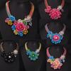 6 Color Multi-Layer Flower Woven Short Collarbone Necklace Exaggerated Fashion Women'S Accessories