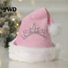 Large Size Christmas Santa Cap Sparkly Sequins Hat for Adults, Velvet Plush Glitter Bling Soft Holiday with Fluffy Pompom Xmas New Year Party Supplies