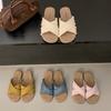 Super soft ethnic woven cross-belt flat-bottomed beach slippers outer wear 2025 new soft-bottomed seaside sandals women