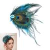 Peacock Feather Hair Clip With Rhinestones Bohemian Decorative Side Barrette For Women Festival Event Accessories