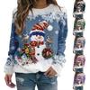 Women's Long Sleeve Sweatshirt Mixed Color Christmas Regular Winter White and Blue Azure White / Black Gradient Red Sweatshirt