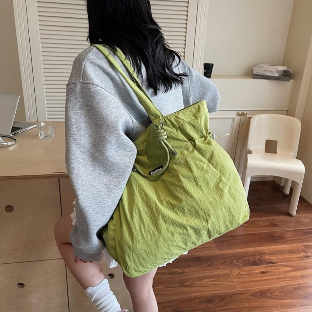 Solid Color Nylon Shoulder Bag Casual Commuting Handbag Trendy Women's Totes Bag Ladies