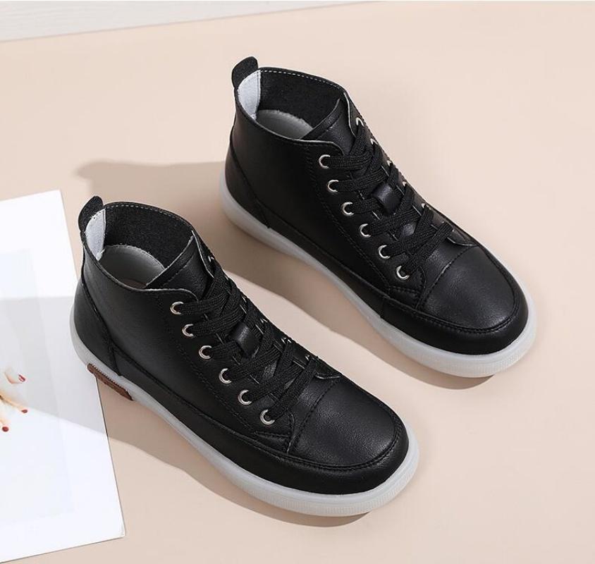 Осенние новые кожаные белые женские туфли на плоской мягкой подошве, удобные повседневные высокие туфли для женщин, кроссовки Zapatos De Mujer