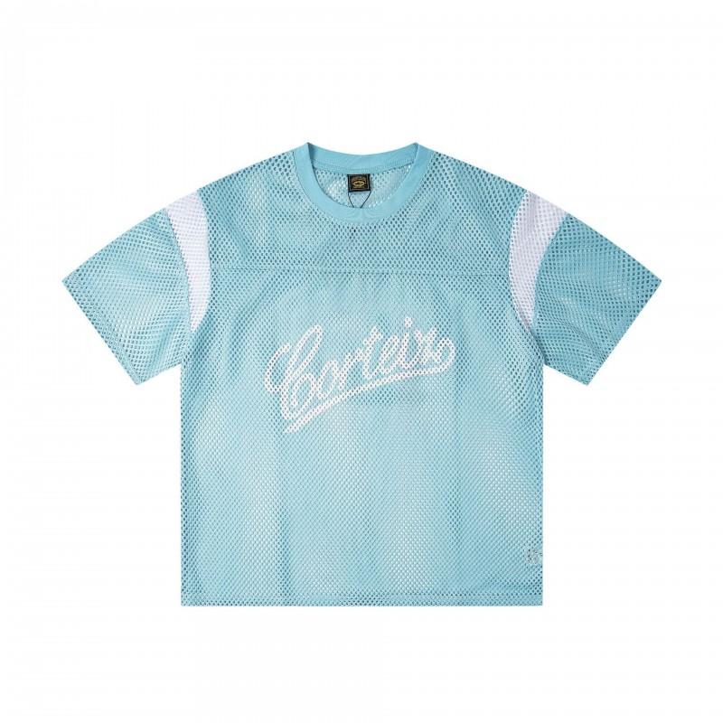 Mens Womens Loose Fit Cotton Blend Mesh Print Tee Short Sleeve Streetwear Casual T-Shirt