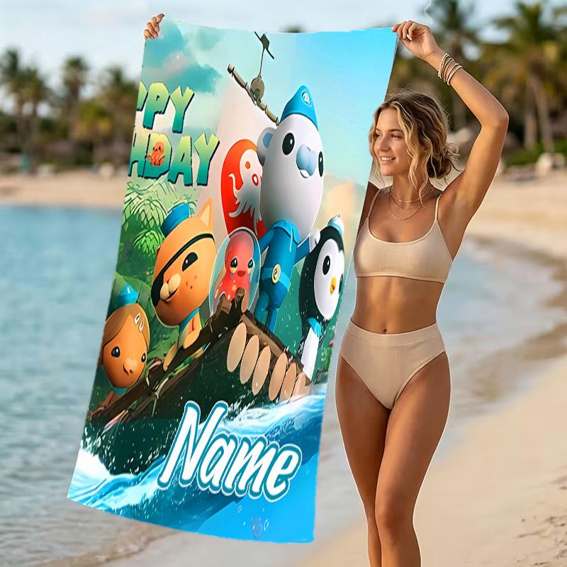 Customizable personalized beach towels Octonauts themed designs.Suitable for the beach, yoga, sports;ideal as beach accessories