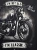 Men's Retro Motorcycle Pattern-Shirt- I'Not Old, I'Classic Retro Design, Black Short Sleeve Crew Neck Casual Shirt, Breathable Regular Fit All