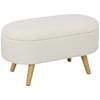 Storage Bench With Lid Footstool For Hallway Living Room Bedroom Wooden Fabric Upholstery White