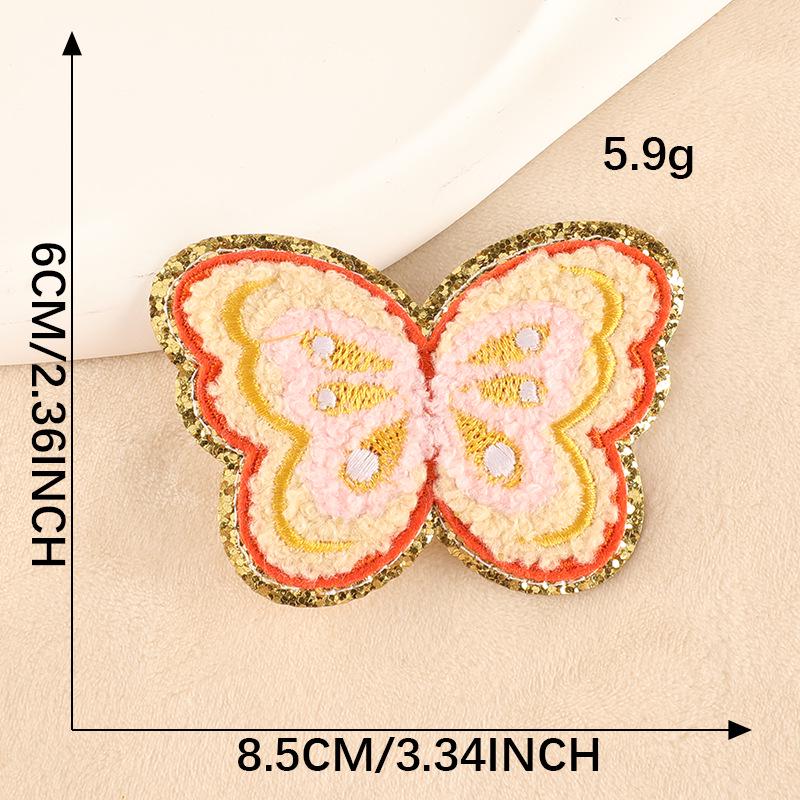 Вышитый значок Дуоку: Нашивка из синели с золотой окантовкой в виде бабочек и цветов для аксессуаров одежды.
