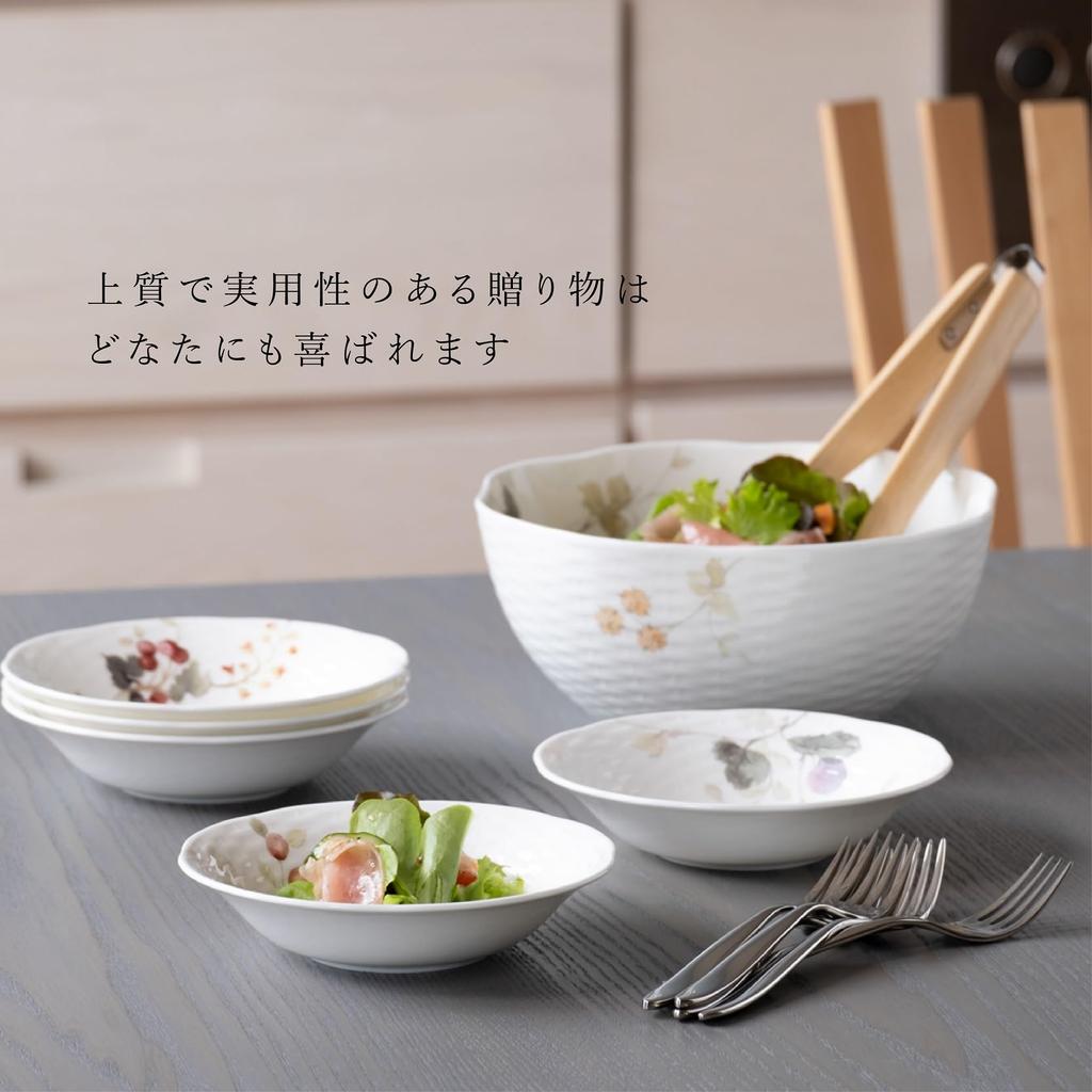 Набор тарелок NARUMI Bowl Lucy Garden 16 см с узором из ягод, набор из 5 стильных рельефных тарелок, подарок на свадьбу, можно разогревать в микроволновке, можно мыть в посудомоечной машине, подарочная коробка